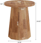 Tribesigns Farmhouse Round End Table, Wooden Couch Side Table with Octagonal Base, Rustic Brown Nightstand Pedestal Accent Furniture for Living Room, Bedroom (1, Walnut)