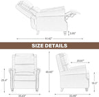 UIXE Pushback Recliner Chairs Set of 2, Fabric Armchair Push Back Accent Chair, Rivet Trim Club Chair Home Theater Overstuffed Single Sofa Reading Seat for Living Room, Stripe Blue
