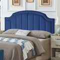 24KF Upholstered Channel Pattern Queen Headboard with Silver Nailhead Trim, Comfy Velvet Headboard Queen/Full, 6052-Q-Navy