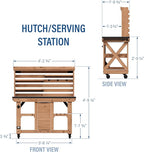 Backyard Discovery 48" Cedar Wood Buffet Hutch Serving Station with Galvanized Steel Countertop, Wine Rack, Wine Glass Rack, Trash Bin, Modular Shelves, Towel Bar, Drink and Food Prep, Indoor/Outdoor