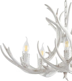 JONATHAN Y JYL6300B Eldora 30" Adjustable Resin Antler 5-Light LED Chandelier, Glam, Rustic,Cottage,Transitional, Dimmable Dining Room, Living Room, Kitchen, Foyer, Bedroom, White