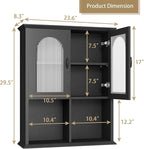 CJL Bathroom Wall Cabinet with Fluted Door, 23.6'' x 29.5'' Medicine Cabinet, Over The Toilet Storage Cabinet, Black