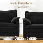 Vesgantti 108" Modular Sectional Sofa, Comfy Cloud Couch with Movable Ottoman Deep Seat Corduroy L Shaped Modular Sofa, Sectional Couches for Living Room, Bedroom and Apartment, Black
