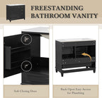 36 Inch Bathroom Vanity with Sink Set, Undermount Vanity Sink Cabinet with 3 Drawers and Door Storage, Soft Closing Door, Wood Frame, Black