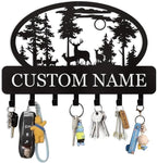 Personalized Key Holder for Wall, Custom Metal Deer Cabin Key Hooks with Name, Metal Key Holder Hooks Organizer Rack, Key Hanger Decor for Kitchen, Entryway, Hallway, Office, Doorway