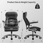 Big and Tall Office Chair, 600lbs Heavy Duty Desk Chair with 5D Arms, Adjustable Lumbar Support & Height, Tilt Function, PU Leather High Back Ergonomic Executive Computer Chair with 3'' Silent Casters