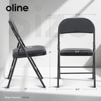 Oline Vinyl Folding Chairs, Padded Vinyl Cushion Chairs with Durable Metal Frame, Indoor Outdoor Stackable Foldable Guest Chairs for Office Wedding Kitchen Dining, 300lb Capacity (Black, 6 Pack)