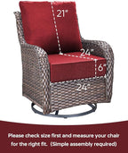 Luxury 24x24x6 Inch Outdoor Cushions - Water&UV&Fade Resistant 1 Set Zippered Patio Chair Back&Seat Cushion for Wicker Dining Rocking Swivel Chairs Loveseat Couch Sectional Sofa - Red