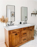 ANDY STAR Black Bathroom Mirror, 24”x40” Rounded Corner Rectangle Mirror, Modern Metal Frame Bathroom Vanity Mirror(Matte Black Finish)