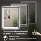 LED Bathroom Mirror, 20x28 Inch Frontlit & Backlit Black Framed Lighted Mirror,Wall Mouted Vanity with Lights,Double Lights Strips,Anti Fog Stepless 3 Colors Temperature & Dimmable