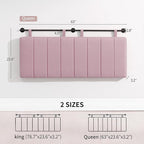 UEV Queen Headboard Only, Wall Mounted Hanging Upholstered Bed Head Board, Modern Vertical Channel Design of Fine Linen, Elegant Pink Fluted Headboard for Bedroom (Pink, Queen Size)