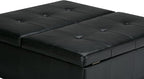 SIMPLIHOME Dover 36 inch Wide Contemporary Square Coffee Table Storage Ottoman in Midnight Black Vegan Faux Leather, Assembled, For the Living Room and Bedroom