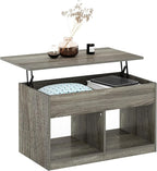 Furinno Jensen Living Room Lift Top Coffee Table with Hidden Compartment, French Oak Grey