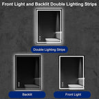 Awoco 48''x36'' LED Bathroom Mirror with Light, Lighted Vanity Mirror with Backlit and Front Light, Dimmable Anti-Fog Memory Function Lighted Mirror with 3 Colors for Bathroom Wall