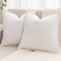 Cream White Decorative Throw Pillow Covers 20x20 Inch Set of 2 Cozy Soild Chenille Cushion Cases Soft Textured Square Couch Pillows Cover Boho Accent Farmhouse Pillowcases for Sofa Bed