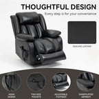 Luxlen Electric Power Lift Recliner Chair with Vibration Massage and Heat, Leather Reclining Chairs for Elderly with Remote Controls, Side Pockets, Big and Tall Recliner, Black