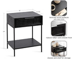 Kate and Laurel Ori Modern Cane Rectangle Side Table, 18 x 15 x 24, Black, Versatile Rattan Living Room End Table with Drawer for Storage and Home Decor