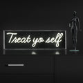 JONATHAN Y NEN1008A Treat Yo Self 20" Contemporary Glam Acrylic Box USB Operated LED Neon Light, Yellow Plug in Wall Light for Bedroom Wall Décor, Kids Bedroom, Party Supplier