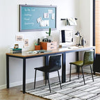Need Computer Desk, 47 inch Home Office Desk, Modern Simple Style Home Office Gaming Desk, Basic Writing Table for Study Student, Black Metal Frame, Teak