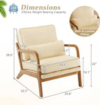 VINGLI Upgraded Premium Corduroy Accent Chairs Set of 2,Upholstered Arm Chair,Solid Wood Comfy Reading Chair with Lumbar Pillow, Mid Century Modern Chairs for Living Room,Bedroom,Dark Beige