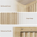 Night Stand with 3 Drawers, 23" Wide Modern Bedside Table with Large Storage, Fluted Bed Side End Table with Metal Handle, Tall Nightstand for Bedroom, Living Room, Office, Nature, Set of 2