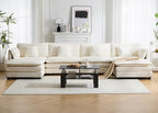 147.8" U Shaped Modular Sectional Sofa, Comfy Cloud Couch with Movable Ottoman, Deep Seat Modular Sofa, Sectional Couches for Living Room, Bedroom, Apartment (Beige)