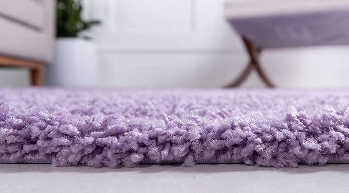 Unique Loom Solid Shag Collection Area Rug (6' 1" x 9' Rectangle, Lilac)