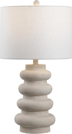 JONATHAN Y JYL5506A Juniper 26" Modern Minimalist Resin Stacked Ovoid LED Lamp for Living Room, Family Room, Dining Room, Bedroom, Hallway, Office, Antique White