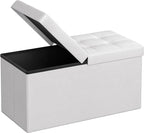 SONGMICS MAZIE Collection - 30 Inches Storage Ottoman Bench with Flipping Lid, Storage Chest Footstool, Load 660 lb, for Entryway, Living Room, Bedroom, Synthetic Leather, White ULSF45WT
