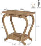 Tribesigns End Table, Narrow Wood Side Table with Storage Shelves, 2-Tier Bedside Accent Furniture for Living Room, Small Spaces, Bedroom, Brown (1, Brown)