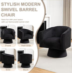 Swivel Accent Chair, Modern 360° Swivel Barrel Chair, Corduroy Upholstered Single Sofa for Living Room, Bedroom(Black)