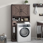 Vabches Over The Toilet Storage Cabinet, Farmhouse Storage Cabinet Over Toilet with Barn Doors & Toilet Paper Holder Stand，Home Space-Saving Toilet Rack, for Laundry, Bathroom, Restroom(Espresso).