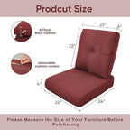 Patio Chair Cushions 5 Packs - Outside 22x24 High Back Water-Resistant Cushion with Zipper Cover for Outdoor Glider Rocking Chairs Loveseat 3-seat Couch Sofa – Red/Buckle