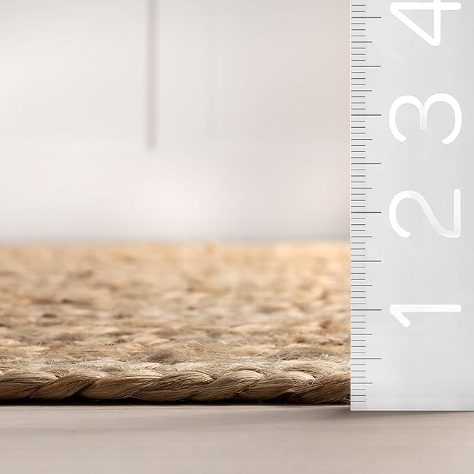 nuLOOM 2x8 Rigo Jute Hand Woven Area Rug, Natural, Solid Farmhouse Design, Natural Fiber, For Bedroom, Living Room, Dining Room, Hallway, Office, Kitchen, Entryway