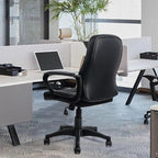 CLATINA Office Chair - Mid Back Leather Computer Desk Chair with Wheels, Ergonomic Executive Swivel Chair with Lumbar Support, Armrest for Home Office Black, 8 Pack