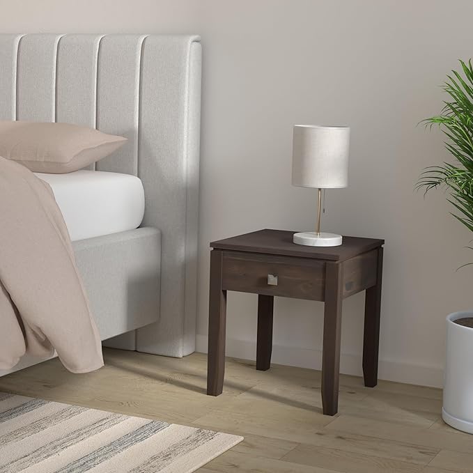 SIMPLIHOME Cosmopolitan SOLID WOOD 18 inch Wide Square Contemporary End Side Table in Mahogany Brown for the Living Room and Bedroom