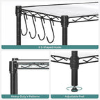 SONGMICS 5-Tier Storage Unit, Wire Shelving, Kitchen Metal Rack With Adjustable Shelves, Shelf Liners, 8 Hooks, for Garage, 11.8 x 35.4 x 63 Inches, Black ULGR095B01
