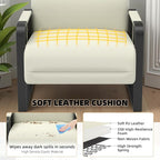 Faux Leather Accent Chairs Set of 2 with Flip Up Tray Tables Soft Backrest for Living Room Office Bedroom Modern Accent Chairs, Beige