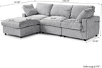 Cloud Sectional Couches for Living Room,100.5" Convertible L Shaped Couch with Ottoman, 4 Seater Modular Sectional Sofa,Deep Seater Furniture Sets,Gray