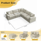Cloud Modular Couch for Living Room,5 Seat V Shape Linen Blend Sofas,Modern Deep Seat Cloud Sofas,Convertible Comfort Down Filled Sectional Couches,Removable Washable Cushion Covers,Light Biege