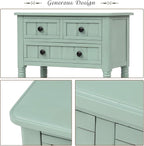 Knocbel Slim Antique Entry Console Table with Drawers & Bottom Open Shelf, Solid Wood Sofa Couch Table for Entryway Hallway Living Room (Mint Green)