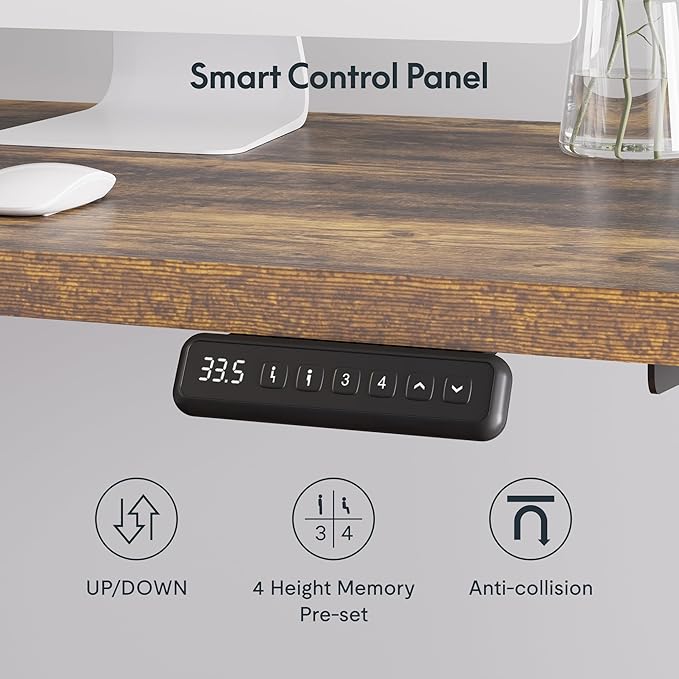 SANODESK 71" L Shaped Standing Desk with 4 Drawers, Height Adjustable Stand up Desk, Corner Gaming Desk with Monitor Stand, Black Frame/Rustic Brown Top