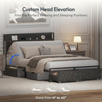 FLEXISPOT Queen Adjustable Bed + 12" Cooling Gel Memory Foam Mattress, Storage Headboard, Charging Station, LED Light, Drawers, Quiet DC Motor, Easy Assembly – Bonus 4-Piece Queen Sheet Set Included