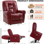 EONIX Four Motor Lay Flat Power Lift Recliner Chair for Elderly, 400lbs Electirc Lift Chair for Living Room, Independent Adjustable Lumbar Support & Headrest, Extended Footrest, Burgundy