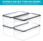 Vtopmart Airtight Food Storage Containers with Lids 4PCS Set 3.2L, Plastic Spaghetti Canisters for Pasta organizer, BPA Free Air Tight Kitchen Pantry Organization
