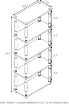 Furinno Turn-N-Tube 5-Tier Multipurpose Shelf Display Rack with Classic Tubes, French Oak Grey/Black