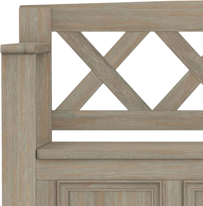 SIMPLIHOME Amherst Entryway Storage Bench - 48 inch Wide Solid Wood Hallway Seat in Distressed Grey, Transitional Bench for Entryway or Living Room with Lift-Up Lid and Spacious Storage