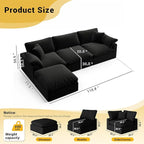 Cloud Modular Couch for Living Room,L Shape Linen Blend Sofas,Modern Deep Seat Cloud Sofas,Convertible Comfort Down Filled Sectional Couches,Removable Washable Cushion Covers,Black