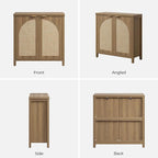 SICOTAS Rattan Sideboard Buffet Cabinet with Storage, Mid Century Modern Credenza Storage Cabinet with Arch Doors & Shelves Farmhouse Coffee Bar Media Console Cabinets for Living Room, Entryway