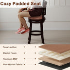 COSTWAY 26" Counter Height Stools Set of 4, Swivel High-Top Chairs with Backrest & Faux Leather Padded Seat, Rubber Wood Counter Barstools with Footrest for Kitchen, Dining Room, Pub (4,26'')